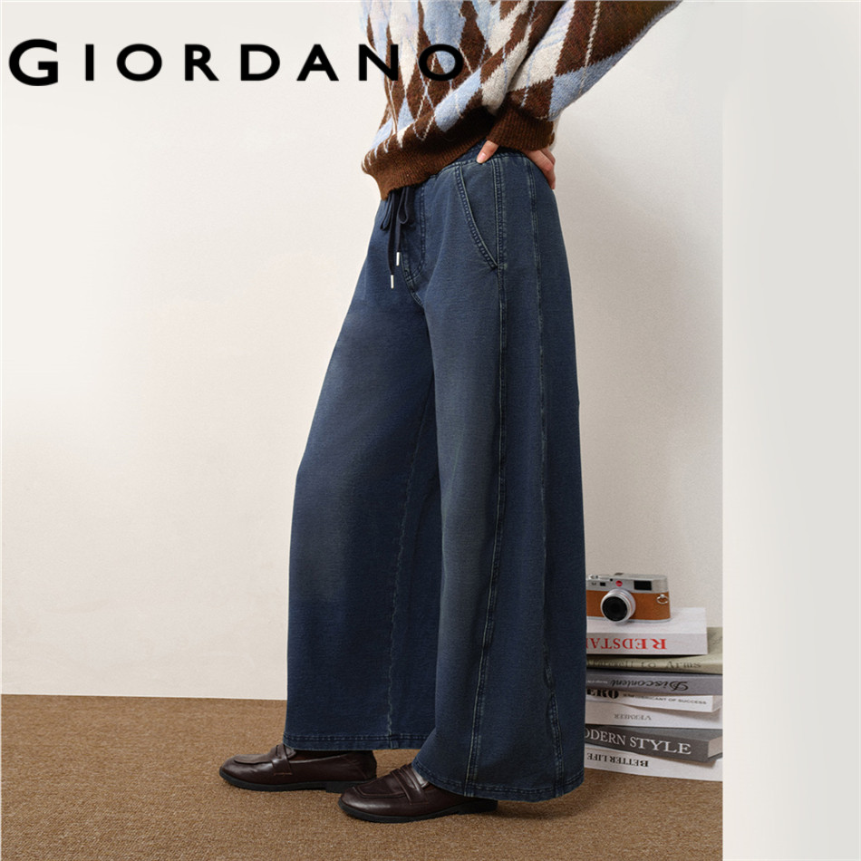 GIORDANO WOMEN Vintage wash elastic waist denim pants 18415226