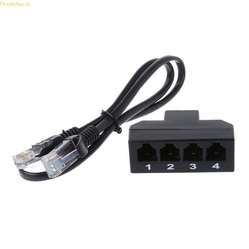 Doublebuy RJ45 ถึง RJ11 อะแดปเตอร์เชื่อมต่อ RJ45 8P8C ชาย 4 RJ11 6P4C หญิง Converter