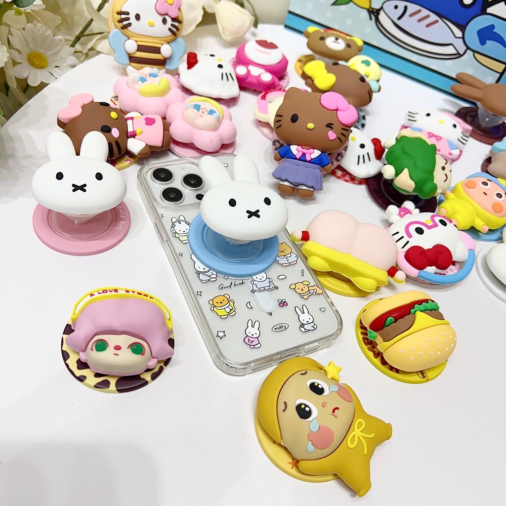 Magnetic Attraction ผู้ถือโทรศัพท์น่ารัก 3D Hello Kitty Twinkle Star Bear Design Kickstand Girly น่ารักรอบสําหรับ Naked โทรศัพท์มือถือ Magsafe กรณีพับ Anti-drop PC Bracket - รูปที่ 3