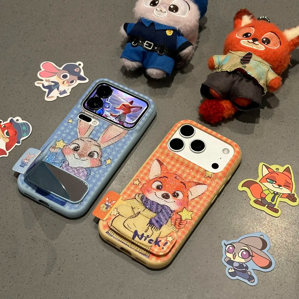 Zootopia Judy Nick Glitterเคสโทรศัพท์TPUพร้อมขาตั้งกระจกและหน้าต่างหน้าจอขนาดเล็กสําหรับiPhone 17 16 15 14 13 12 11 Pro Maxกันกระแทกกันฝุ่นรอยขีดข่วนปกการ์ตูนน่ารัก ราคา ถูกที่สุด ดีลบีเคเค แกลเลอรีภาพที่ 2