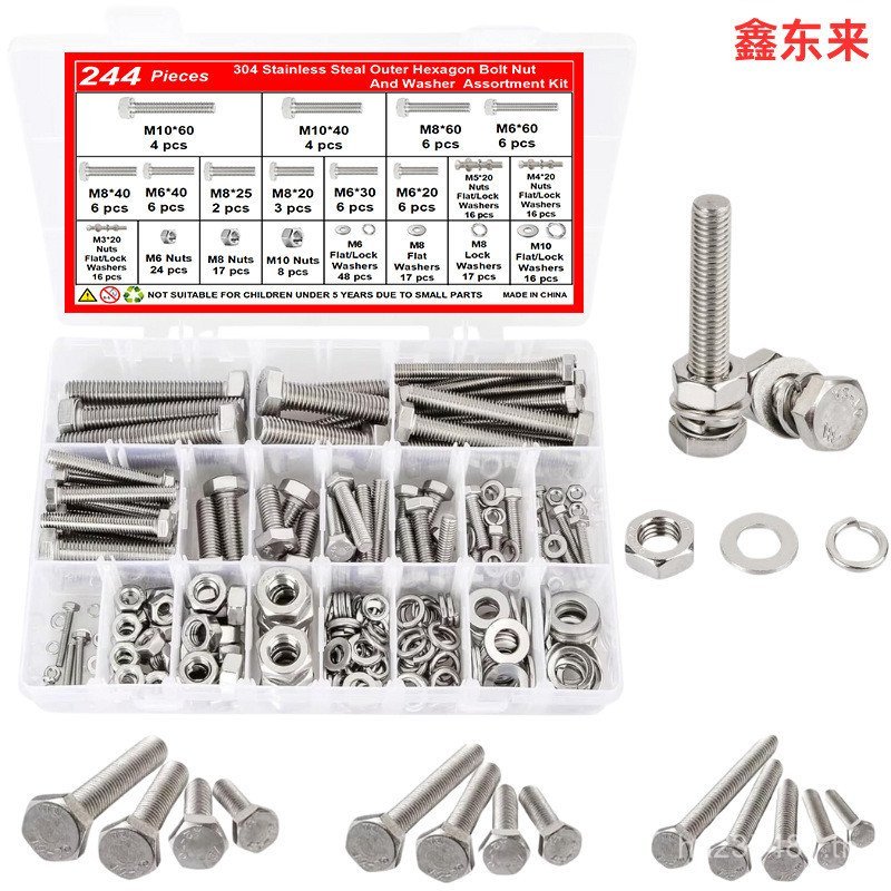 หญิง pcs244 Bolt ด้านนอก Hex แบน DIN933 ชุด Hex หัว 304 สแตนเลสยืดหยุ่น M3-M10 BJ82