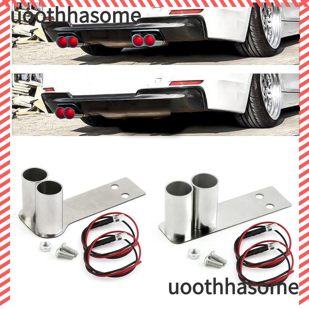 UOOTHASOME รุ่นรถจําลองท่อไอเสีย,พร้อมไฟ LED 1 หลุม 2 หลุมท่อไอเสียโลหะหางคอ,ติดตั้งง่ายสําหรับ Redc