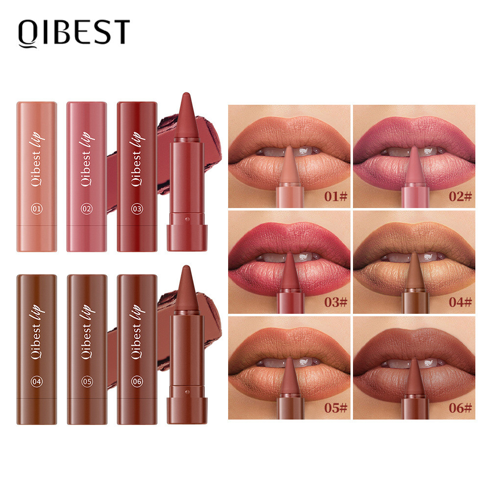 QIBEST Matte Matte Natural Waterproof Lipstick Lip Liner Makeup