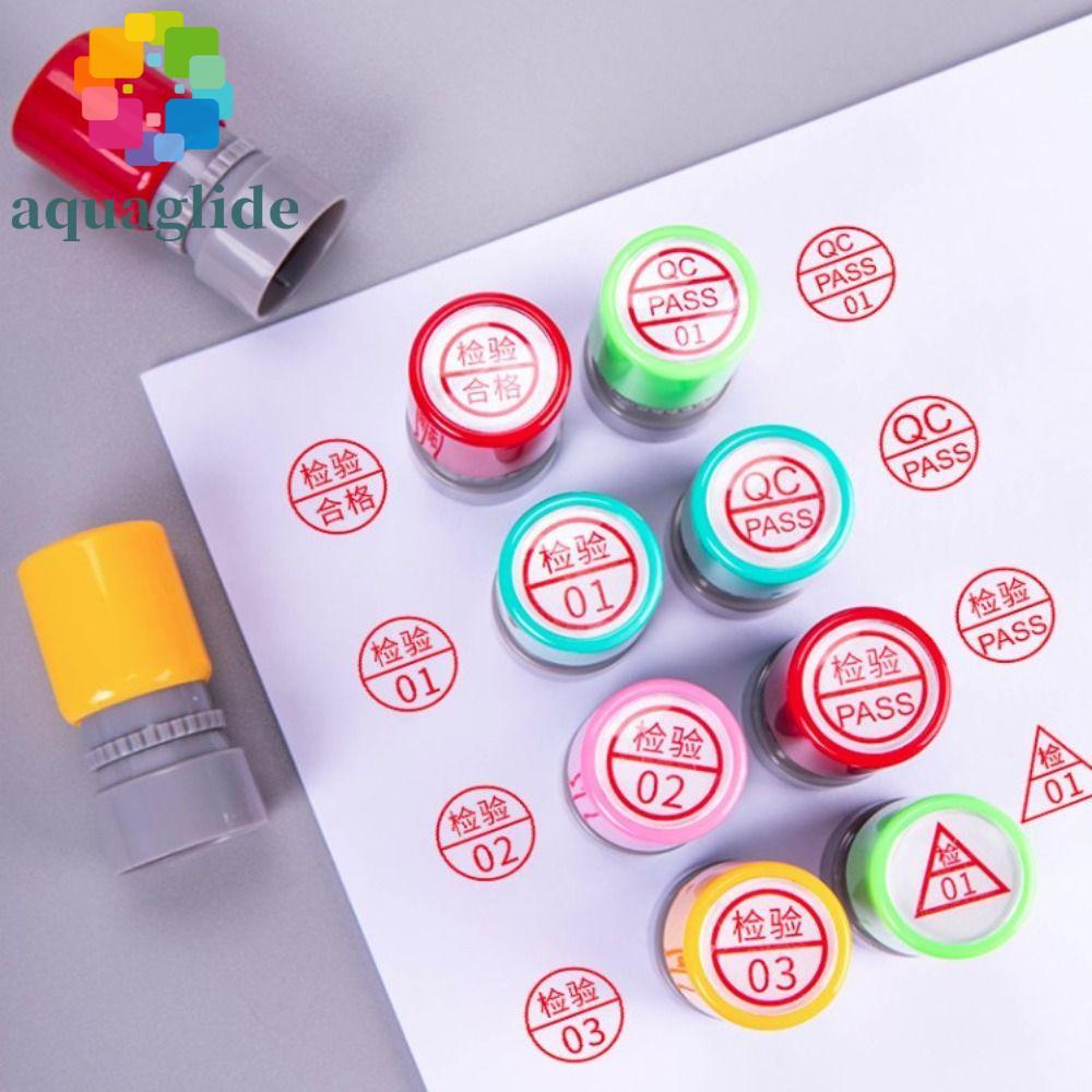 AQUAGLIDE QA QC Inspect Stamp, แสตมป์ PASS คุณภาพแกะสลักในตัว, กระเป๋า OQC IPQC คุณภาพตรวจสอบเวลา In