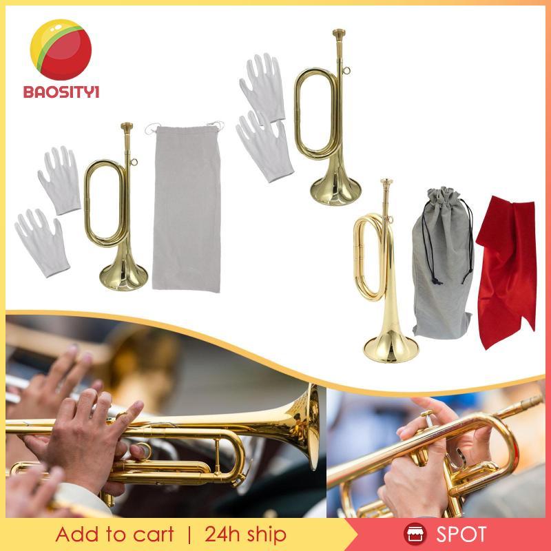 [Baosity1] ทรัมเป็ต Bugle มินิทองเหลืองเครื่องมือ Cavalry Marching Bugle พร้อมปากเป่าทองเหลืองเป่า B