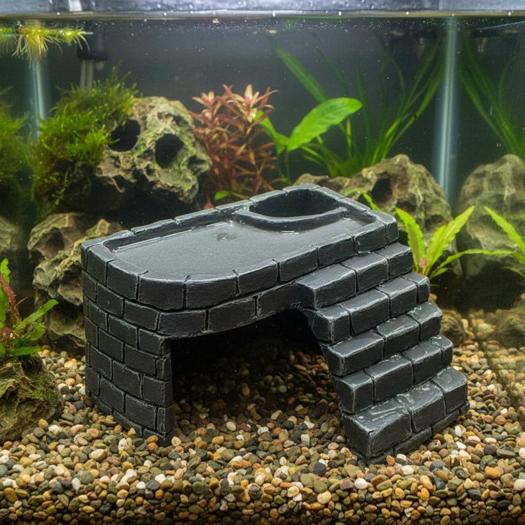 Natural Rock Look Turtle Basking Platform Non Pet Habitat ฐานทนทานสําหรับ Terrarium