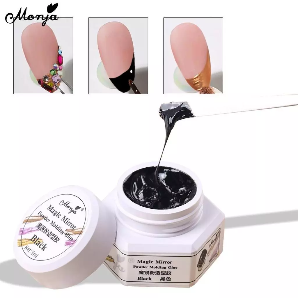 Monja UV Gel 3D 5ml สีดํา สําหรับผงกระจก thumbnail 3