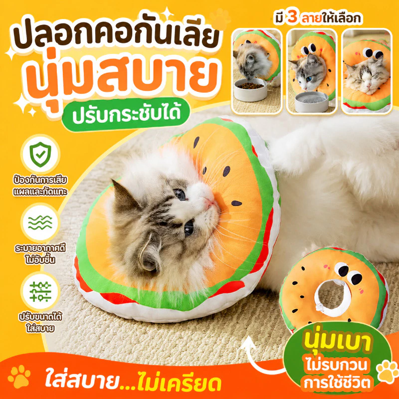 พร้อมจัดส่ง ปลอกคอสัตว์เลี้ยง ปลอกคอกันเลีย กันน้ำ คอลล่าแมว คอลล่าสุนัข คอล่าแมว collar