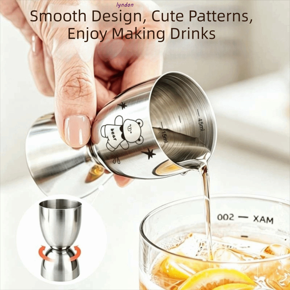 LYNDON Dual Heads Jigger, with Scale Double-Sided Stainless Steel Jigger, Smooth Mact 30/60ML Cartoo