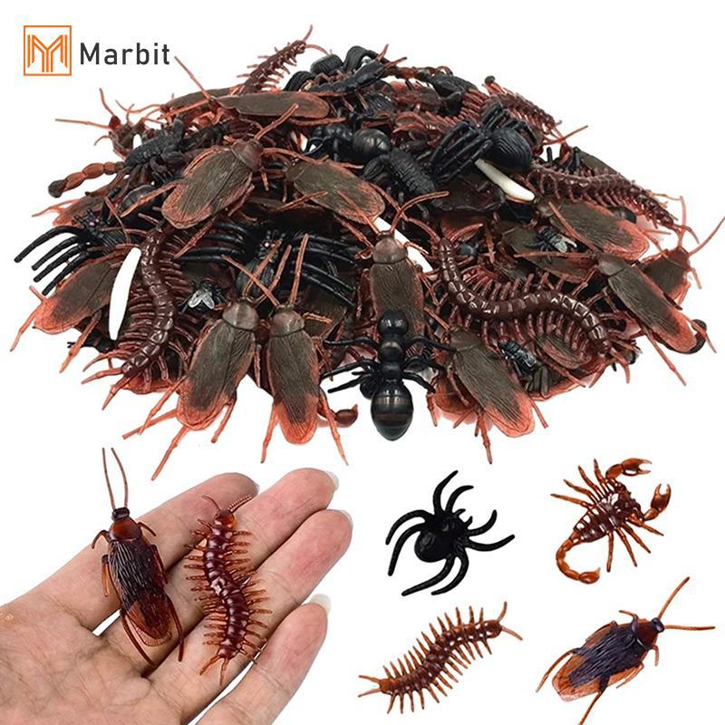 Marbit 20pcs ฮาโลวีนจําลอง Bug Coroach Spider Centipede Scorpion พลาสติก Prank Bug ตลกฮาโลวีน DIY ตกแต่ง
