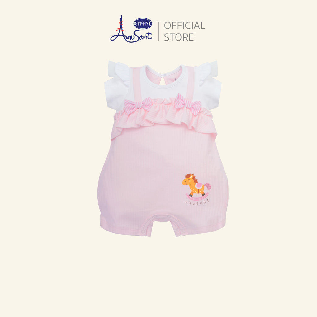 AMUSANT ชุดบอดี้สูทเด็กผู้หญิงแขนสั้นขาสั้นสีชมพูปีม้าน่ารัก  EH8N90