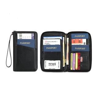 กระเป๋าพาสปอร์ตกันรีด RFID กันแม่เหล็ก มีซิป ใส่เอกสาร ตั๋วเครื่องบิน อเนกประสงค์
