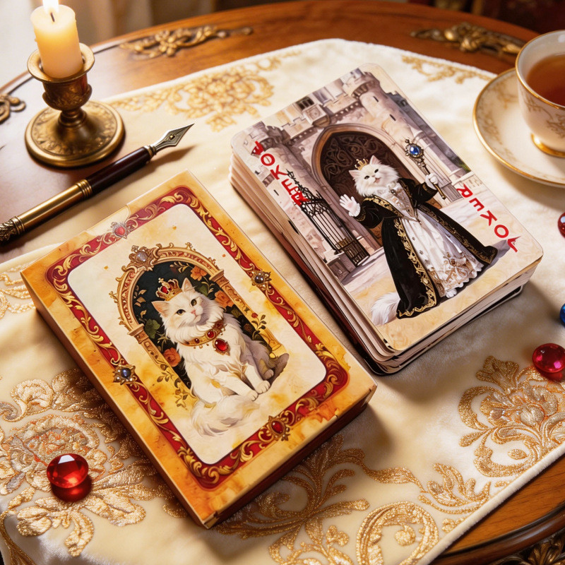 Cross-Border Coronation Royal Cat เล่นไพ่ 55 การ์ดซักผ้า Silky Non-Card Hands Professional เล่นไพ่เก
