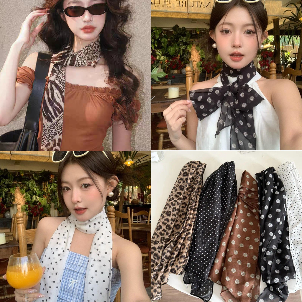 ผ้าพันคอลายจุดสำหรับผู้หญิง สไตล์บางเบา เหมาะสำหรับสวมใส่กลางแจ้งและเป็นอุปกรณ์เสริมแฟชั่น