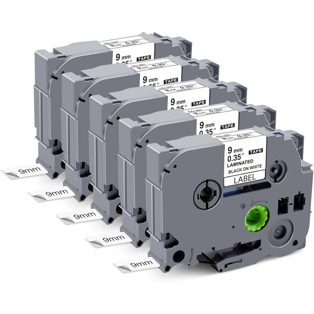 TZe-221 9 มม.0.35 Laminated White Tz เทปสําหรับ Brother P-Touch Tze-221 Label Maker เทปสําหรับ Broth