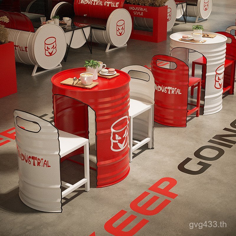 Creative Combination โซฟา Oil Barrel Rest Influencer Cafe Iron Simple Bar นมชา Shop สไตล์อุตสาหกรรมโ