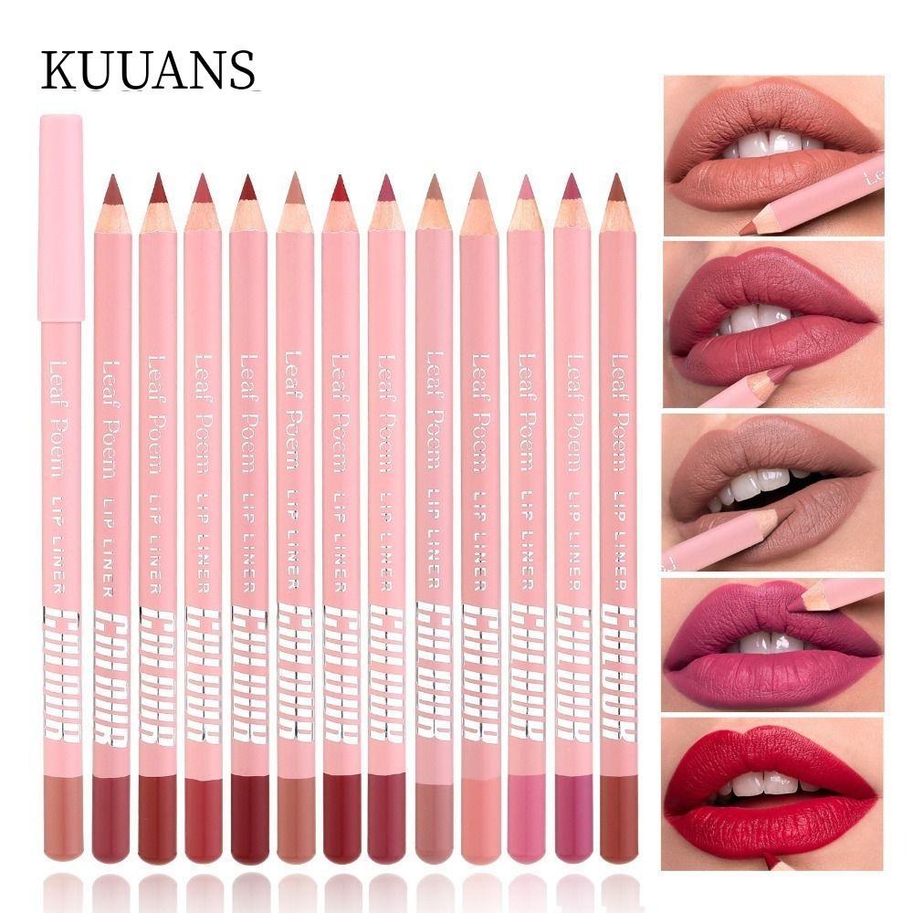 KUUANS Matte Lipliner Pencil, Moisturising Long Lasting Lipstick Pencils, Natural Waterproof Plumpin