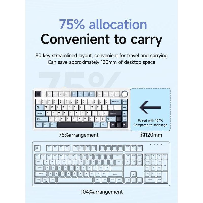 AULA F75 | F75MAX Gasket Tri-mode RGB 75% Mechanical Keyboard คีย์ไทย/Eng Hot-Swap 3-5Pin Macro รับป