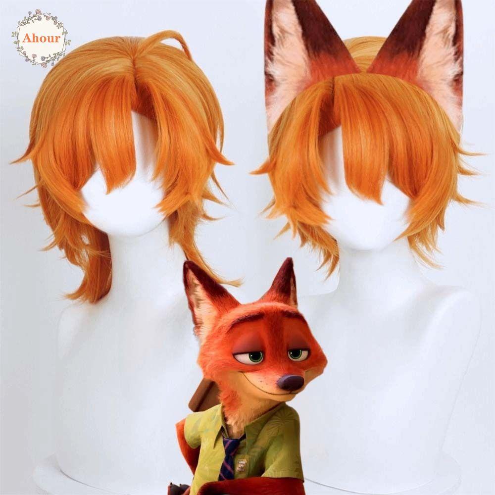 วิกผมคอสเพลย์ Nick Wilde จากภาพยนตร์ Zootopia ทรงWolf Cut สีส้มธรรมชาติ