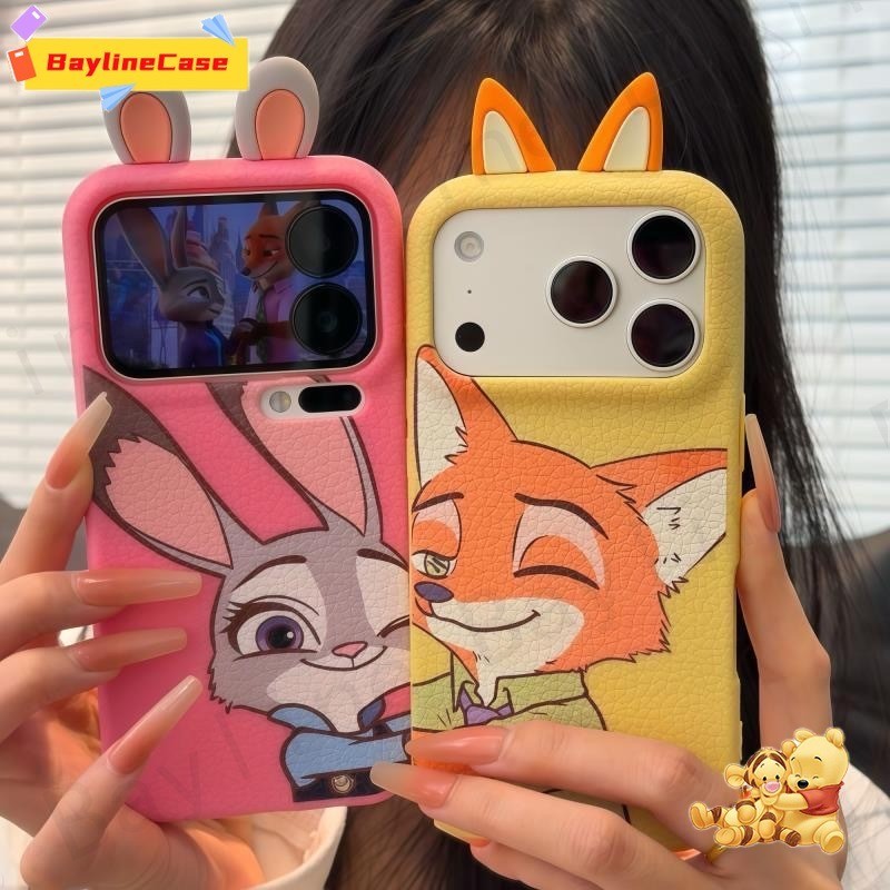 ขายร้อน Ins Nuzzle กอด Judy Nick + 3D หูคู่หนังเคสโทรศัพท์ใช้งานร่วมกับ iPhone 17 16 15 14 13 12 11 