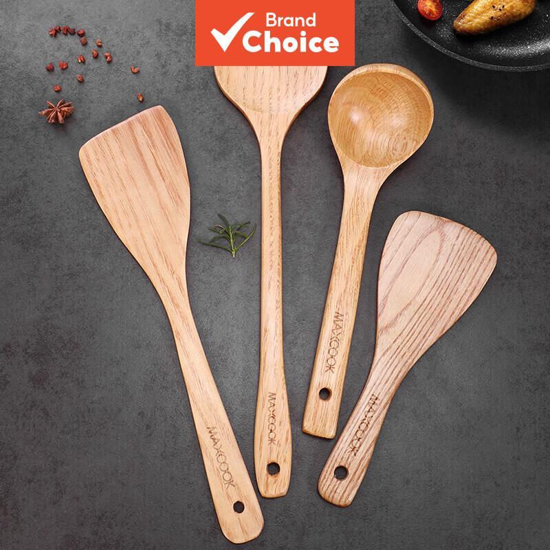ชุดอุปกรณ์ไม้ 4 ชิ้น ชุดตะหลิว ช้อนตัก ทัพพี ชุดตะหลิวไม้สําหรับห้องครัว