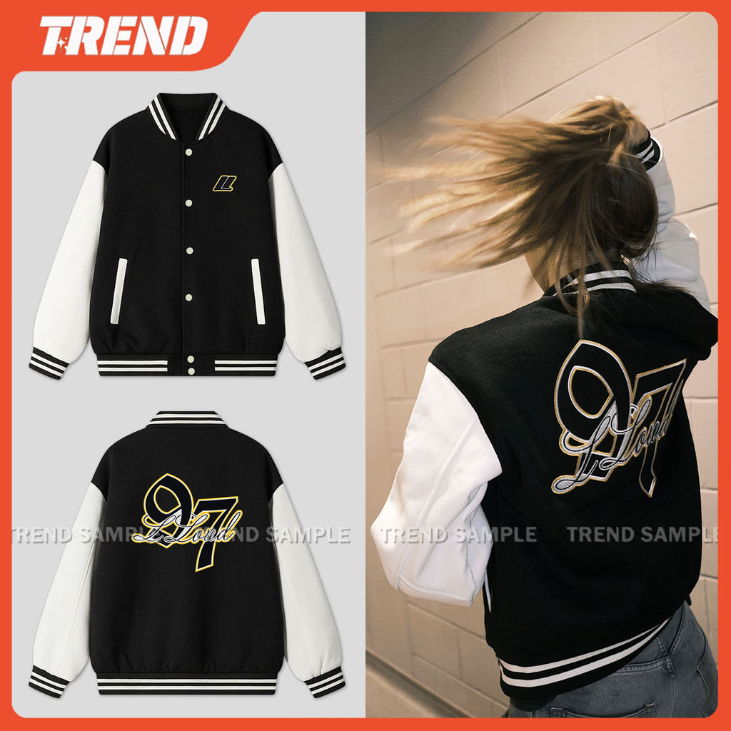 เสื้อแจ็คเก็ตเบสบอล LLoud ของфиล.Blackpink Lisa ไซส์ใหญ่อันดี้ พิมพ์ลาย vintage