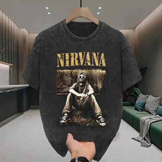 Top.street เสื้อยืด Oversize 'Nirvana' t shirt เสื้อยืดโอเวอร์ไซส์ วินเทจ คอกลม เสื้อ แนวสตรีท เสื้อฟอกดำ 3XL 12.08