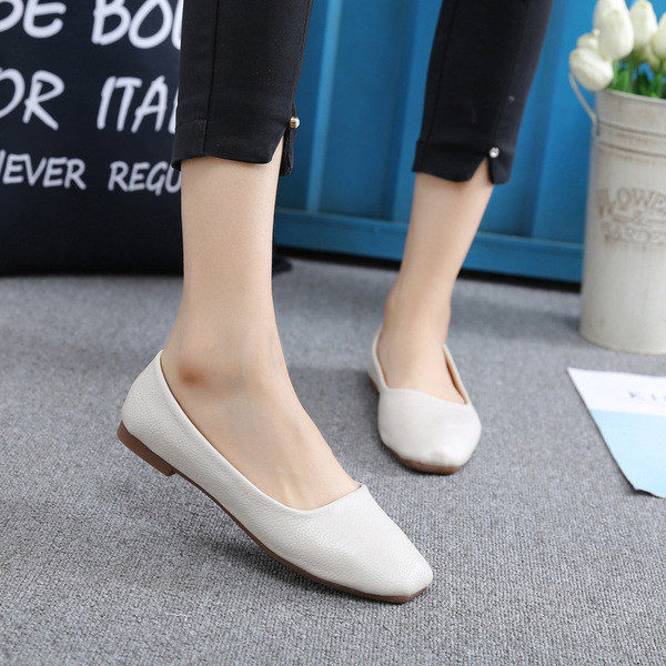 momoshoes รองเท้าลำลองเพื่อสุขภาพ รองเท้าสไตล์เกาหลีสำหรับผู้หญิงรองเท้าส้นแบนแบบเรียบง่ายหนังฝ้ารอง