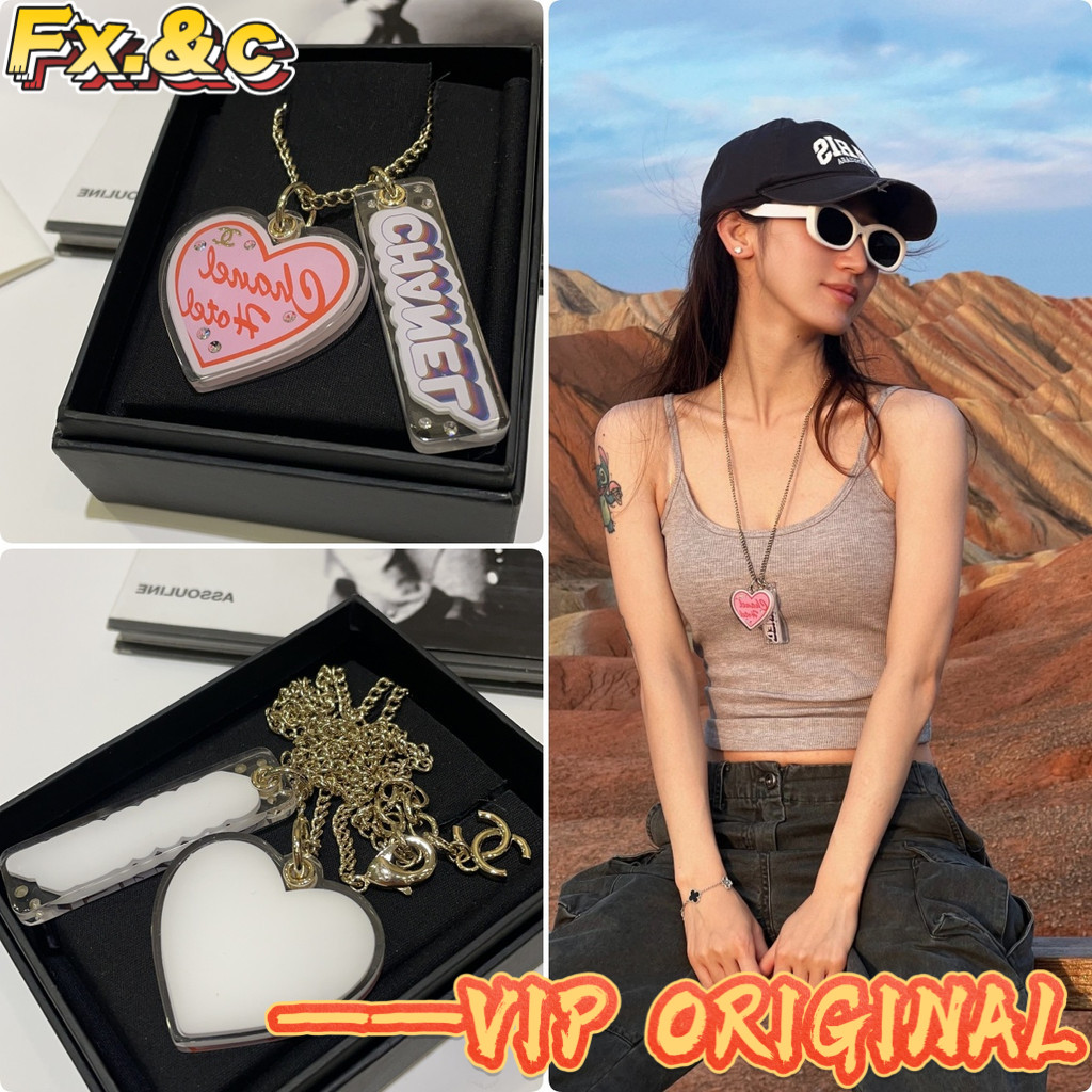 【ก่อนสั่งสอบถาม】ราคา2500 CCC สร้อยคอ จี้อะคริลิค รูปหัวใจสีชมพู ป้ายตัวอักษร