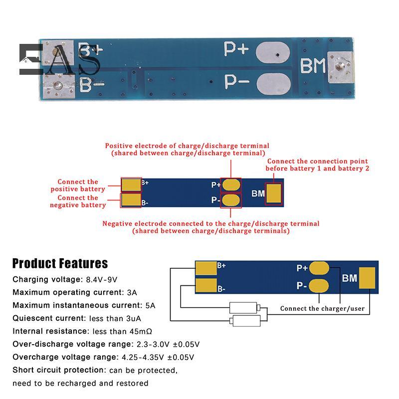[EA] 2S 5A/7.4V 8A/ 8.4V 18650 Charger Board BMS Over Charge-Discharge Protection Module TH