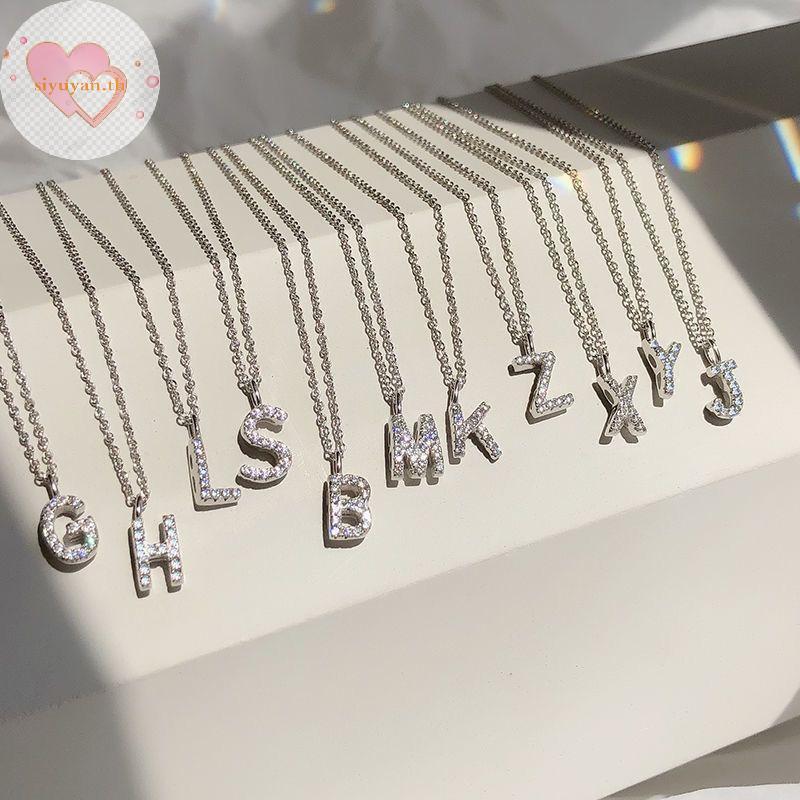 SIYUYAN จี้สร้อยคอ Shining AZ Charm กับ 26 ตัวอักษรแรกของชื่อ สายคลาไวเคิล สำหรับเครื่องประดับและของ