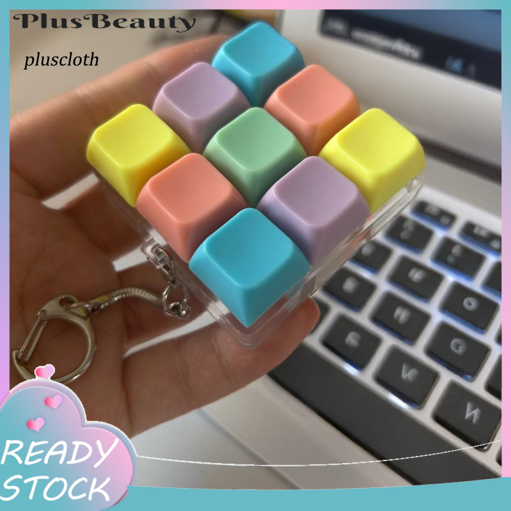 <Pluscloth> Noiseless Fidget Keyboard Fidget Keyboard Toy Mechanical Keyboard Fidget Keychain – แบบพ