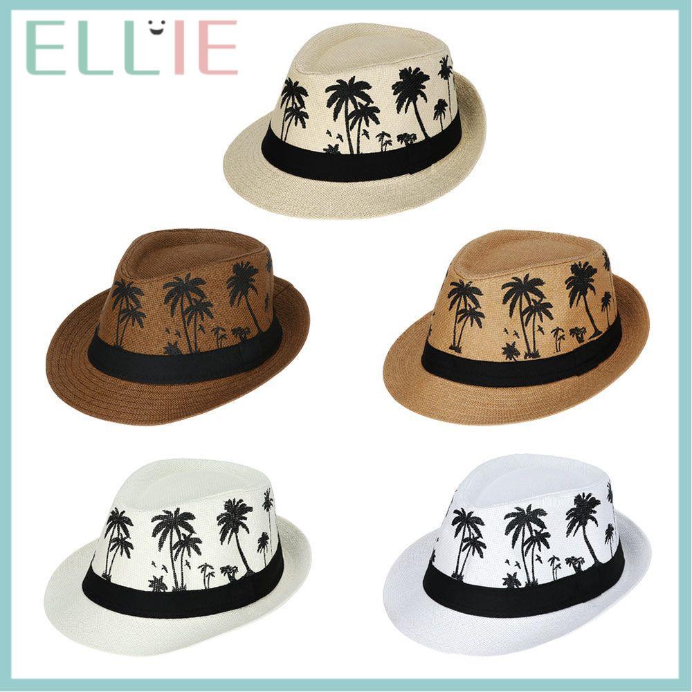 ELLIE Coconut Trees Pattern Fedora Cap Sun Hat Men Women Top Hat