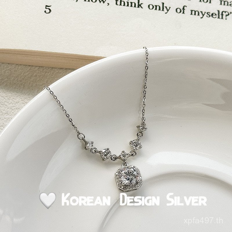 High-End Niche SquareเพชรหญิงDudduหรูหราคู่สไตล์ใหม่จี้2023สร้อยคอS925 Clavicle Chainเงินสเตอร์ลิงYN