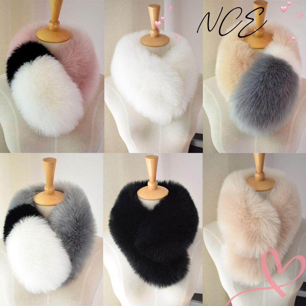 ผ้าพันคอผู้หญิง NCE, ผ้าพันคอคอปกขนสัตว์เทียมพิเศษ, ผ้าห่อคอปุยตุ๊กตานุ่มสําหรับฤดูหนาวฤดูใบไม้ร่วง