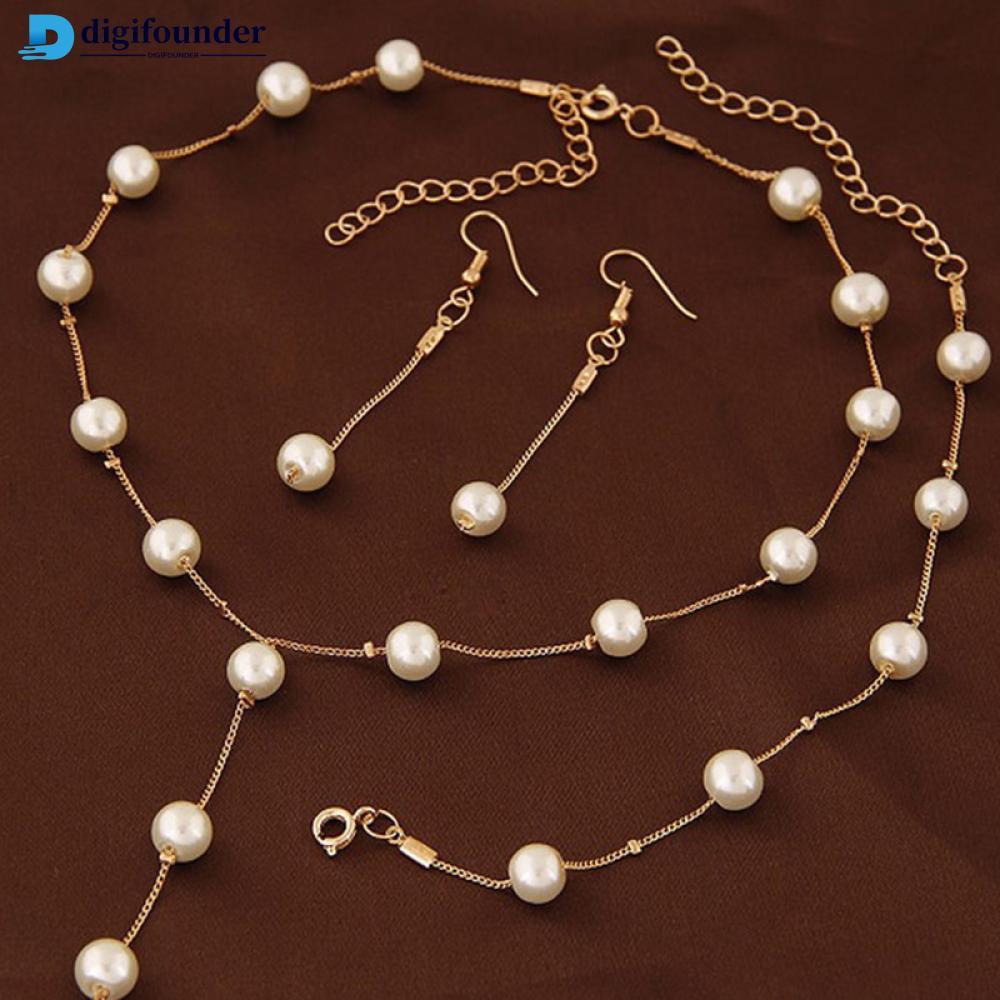 Dfr ใหม่ สร้อยคอและสร้อยข้อมือไข่มุก พร้อมต่างหูชุบทองหรือเงิน เครื่องประดับผู้หญิง