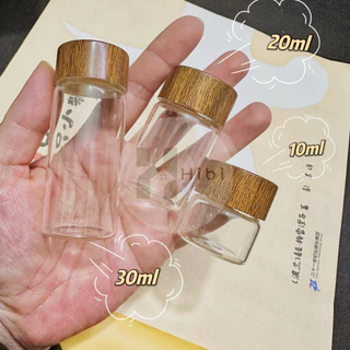 ขวดแก้วจิ๋ว10ml , 30ml ขวดแก้วฝาลายไม้ สไตล์มินิมอลญี่ปุ่น เหมาะสำหรับเครื่องปรุง ใบชา พริก เครื่องครัว