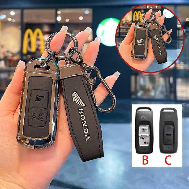 สังกะสีหนังกุญแจรถสําหรับHonda Pcx 160 Pcx160 2021 Pcx 160 Adv 2022 Vision 2022 Pcx160,Remote Keyผู้