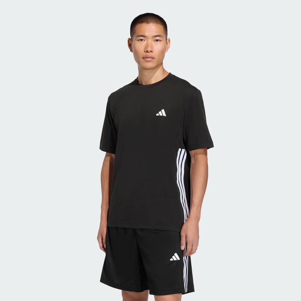 adidas Gym & Training & Yoga เสื้อยืด WORKOUT ESSENTIALS FEELREADY 3 STRIPES ผู้ชาย สีดำ KA3486