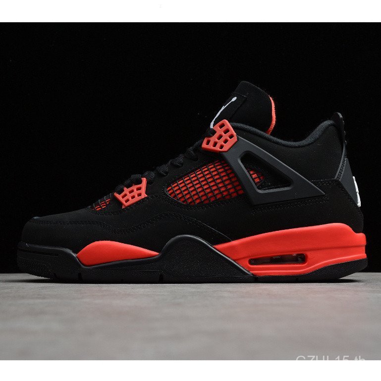 รองเท้า Air Jordan 4 Red Thunder สำหรับผู้ชายและผู้หญิง แบบ AJ4 สไตล์บาสเก็ตบอล โค้ด CT8527-016