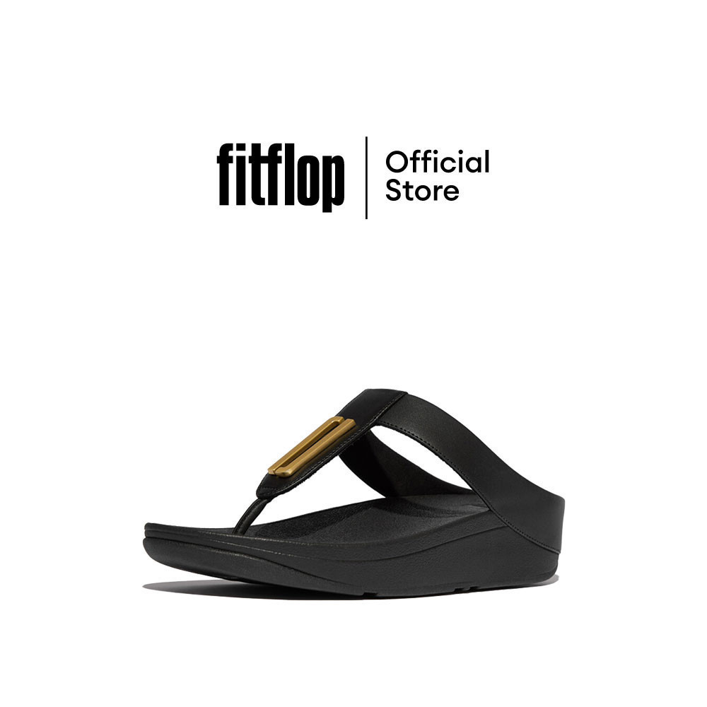 FITFLOP FINO GOLD-TRIM LEATHER T/P รองเท้าแตะแบบหูหนีบผู้หญิง รุ่น IU6-090 สี BL
