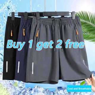 COD โปรโมชั่นชุด 3 ชิ้น กางเกงขาสั้นไหมน้ำแข็งผู้ชาย แห้งเร็…