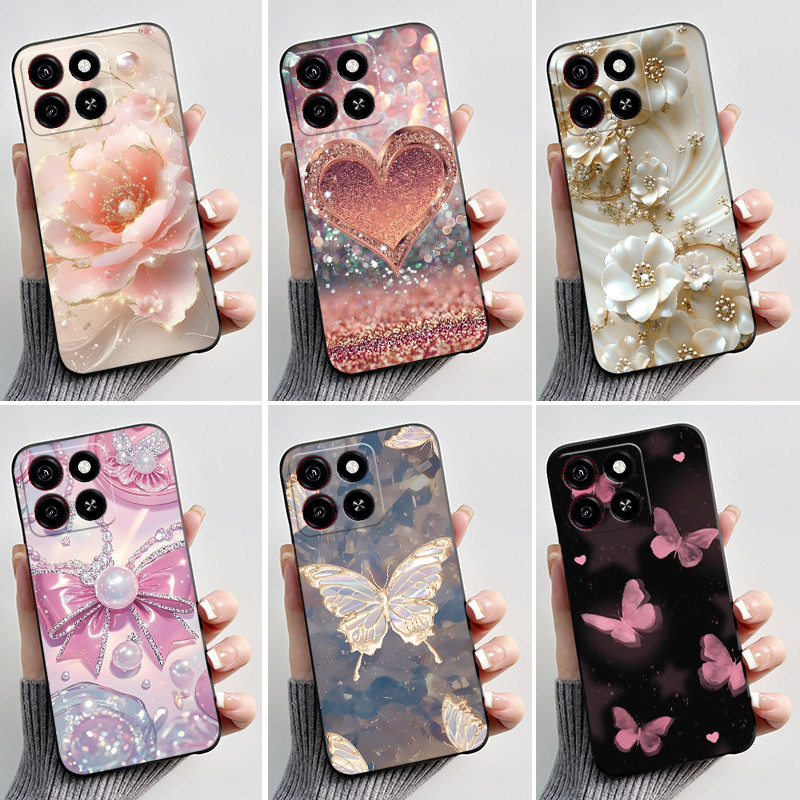 รูปแบบการพิมพ์สําหรับ ZTE Blade A35 A55 ซิลิโคนนุ่มสีดําฝาครอบ BlasdeA35 BladeA55 ดอกไม้น่ารักการ์ตูนปลอก