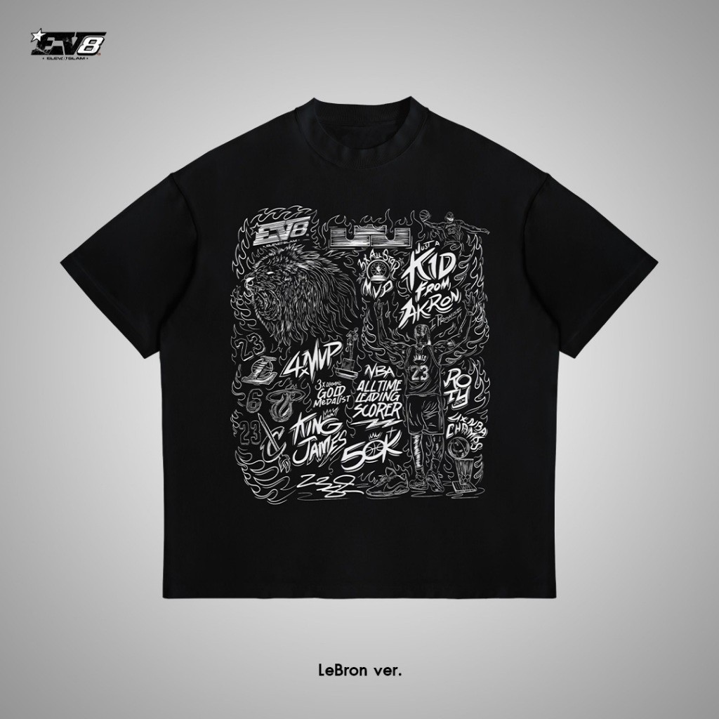 Elev8 Slam เสื้อOversized เสื้อยืด แฟชั่นบาส EV8 Element : LeBron ver. ผ้าCotton100% สกรีน DTG