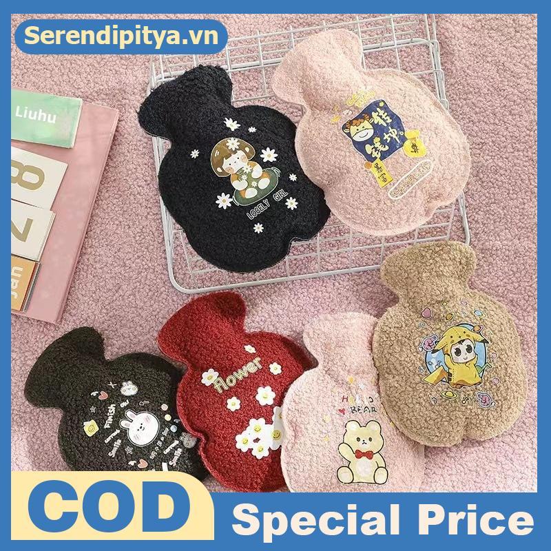 SER 320ML กระติกน้ําร้อนนุ่มฤดูหนาวมืออุ่นน่ารัก Kawaii ขวดน้ําสําหรับสาวแบบพกพาเอวเตียงมือขวดอุ่น V