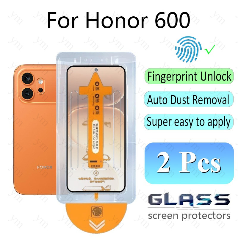 [ปลดล็อคลายนิ้วมือ] 2 ชิ้น ฟิล์ม ฟิล์มกระจก Honor 600 HD คลิกเดียวฝุ่นฟรีกระจกนิรภัยป้องกันหน้าจอฟิล์มป้องกันสําหรับ Honor 600 Pro Magic 8