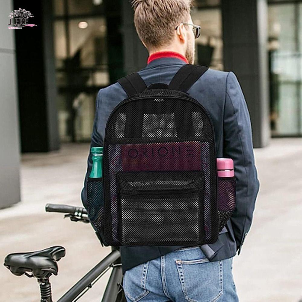 JEREMY1 ตาข่าย Rucksack, กระเป๋าเป้สะพายหลังโปร่งใสโพลีเอสเตอร์หนา, แฟชั่น 20-35L น้ําหนักเบา Hollow Breathable กระเป๋านักเรียนทุกวัน