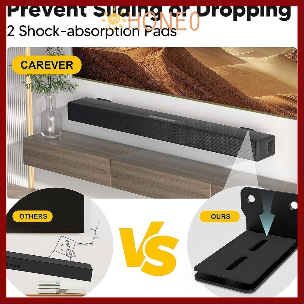 HONE Sound Bar Mounts, Metal Durable Speaker Wall Bracket, Anti-Drop Wall Mount Universal Audio Wall Shelf