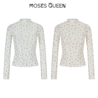 MOSESQUEEN มอสส์ ราชินี ครึ่งแขนเสื้อยืดแขนยาวลายดอกไม้กึ่งโปร่งใสแบบบางเหมาะกับฤดูร้อนเป็นชั้นในหรือเป็นชั้นฐานสําหรับกระชับสัดส่วน #63624
