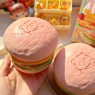 COD Squishy ยืดหยุ่นช้า รูปคาปิบาร่า สตรอว์เบอร์รี่แฮมเบอร์เกอร์ ขนมปัง บีบนุ่มคลายเครียด สควิชชี่แฮมเบอร์เกอร์คาปิบารา